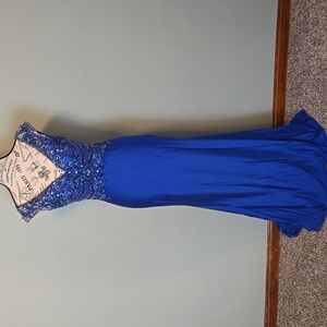 Navy Blue Beaded Alyce Paris Prom Dress